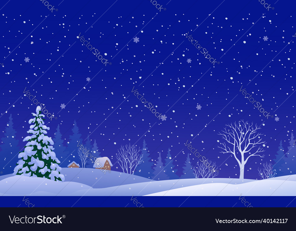 Christmas snowy night Royalty Free Vector Image