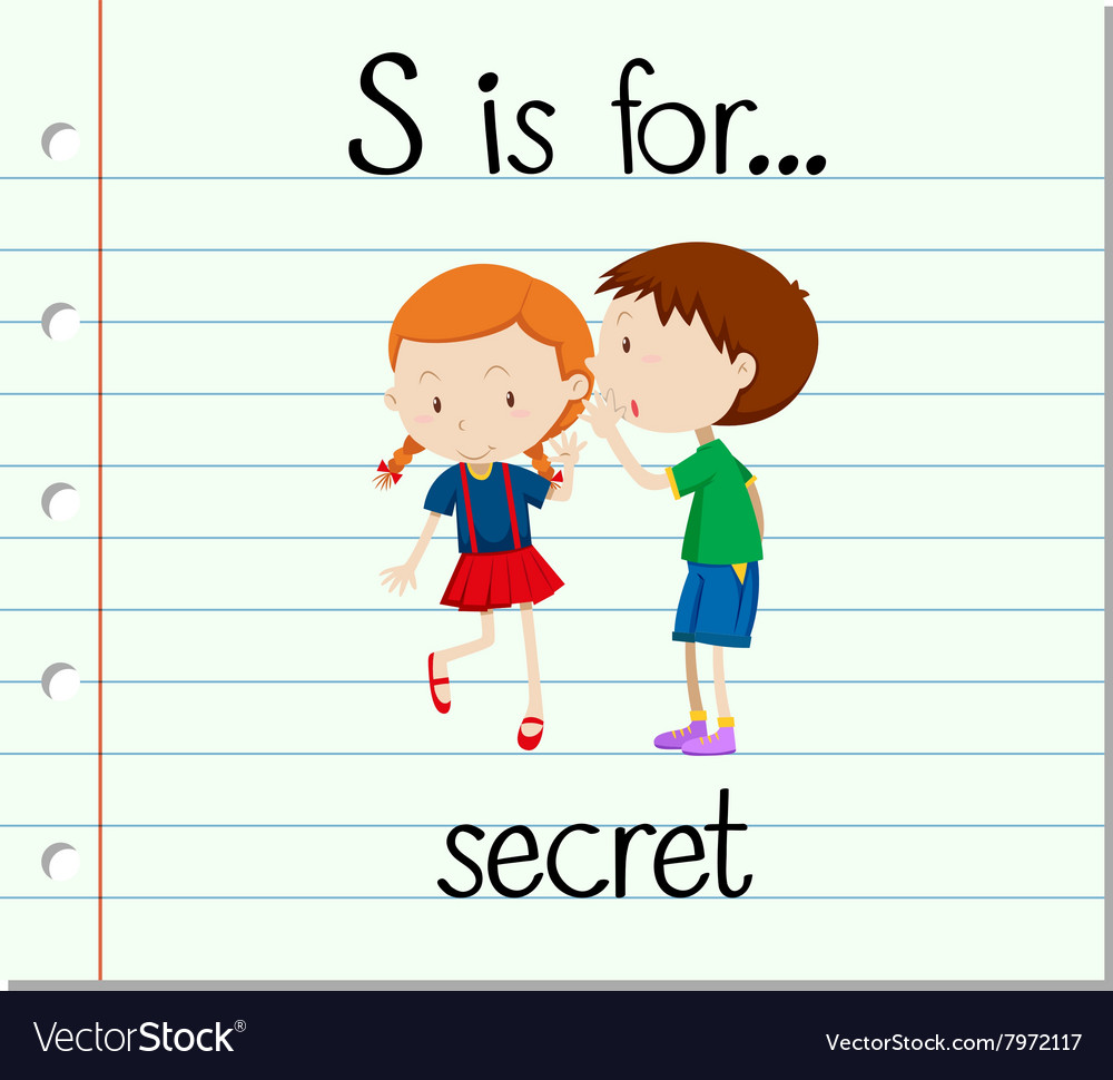 Flashcard letter s is for secret Royalty Free Vector Image