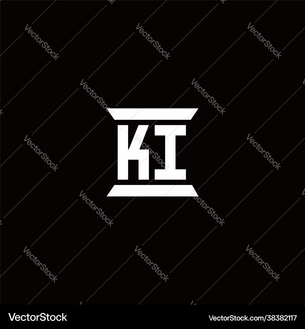Ki logo monogram with pillar shape designs Vector Image