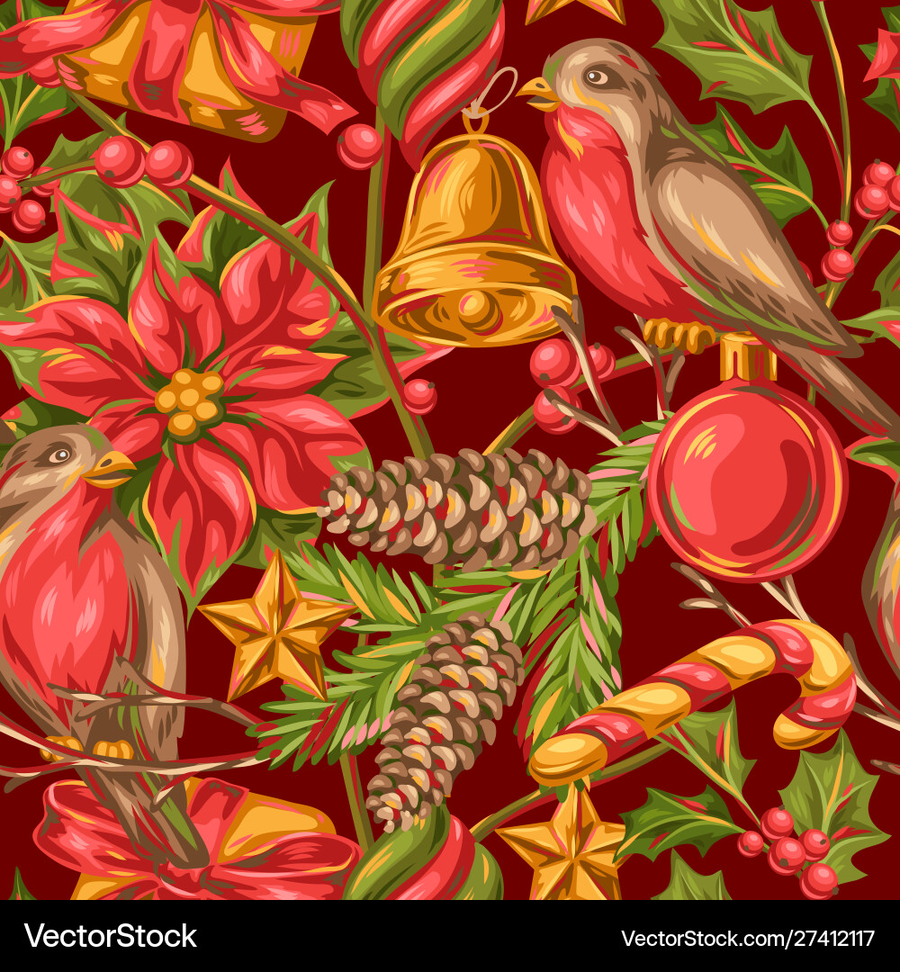 Merry christmas seamless pattern Royalty Free Vector Image