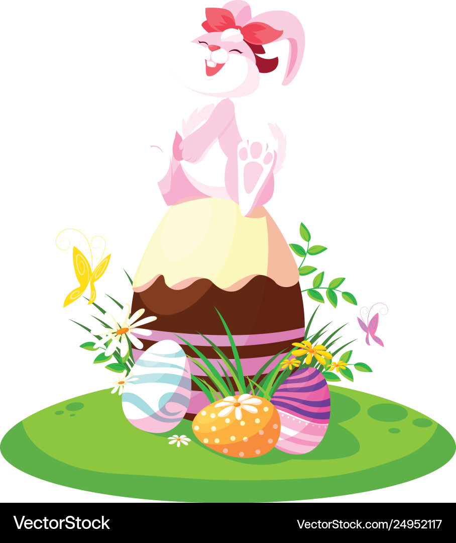 Rabbit easter female with egg painted Royalty Free Vector
