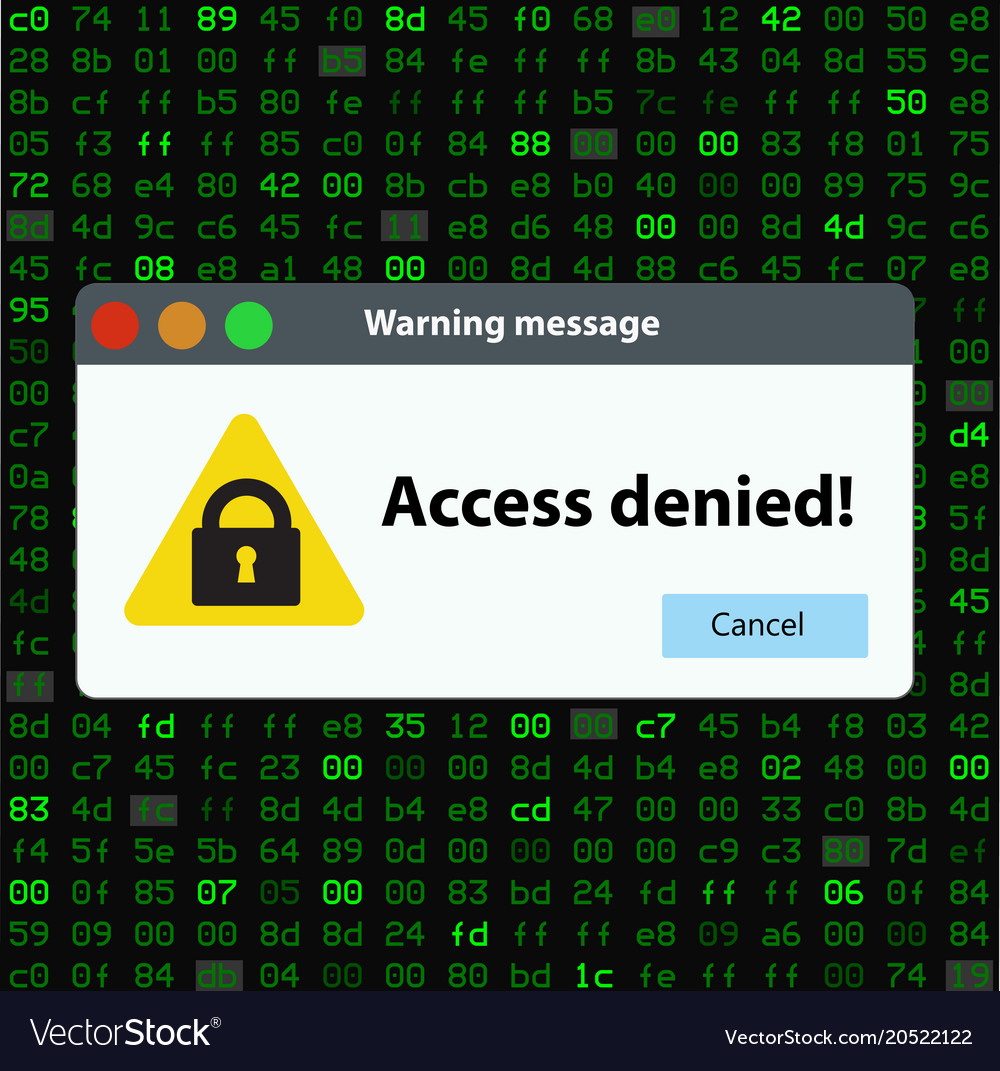 Access denied popup window operation system Vector Image