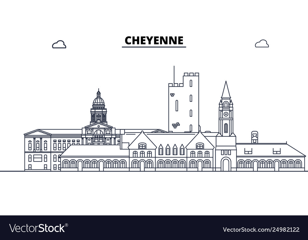 Cheyenne united states outline travel skyline Vector Image