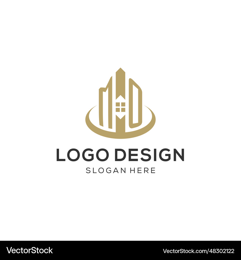 Initial mo logo with creative house icon modern Vector Image