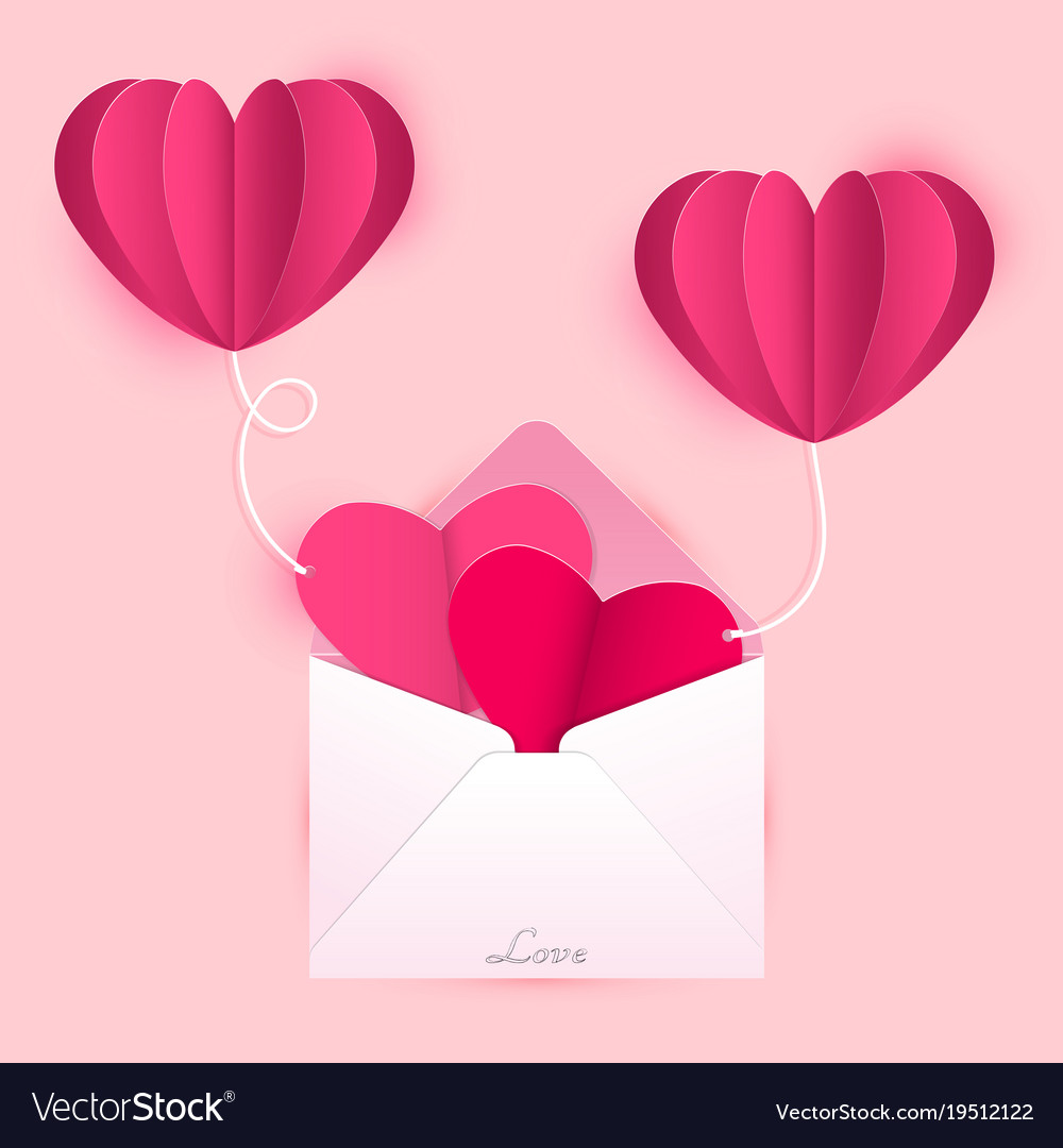 Love letter cards and balloons Royalty Free Vector Image