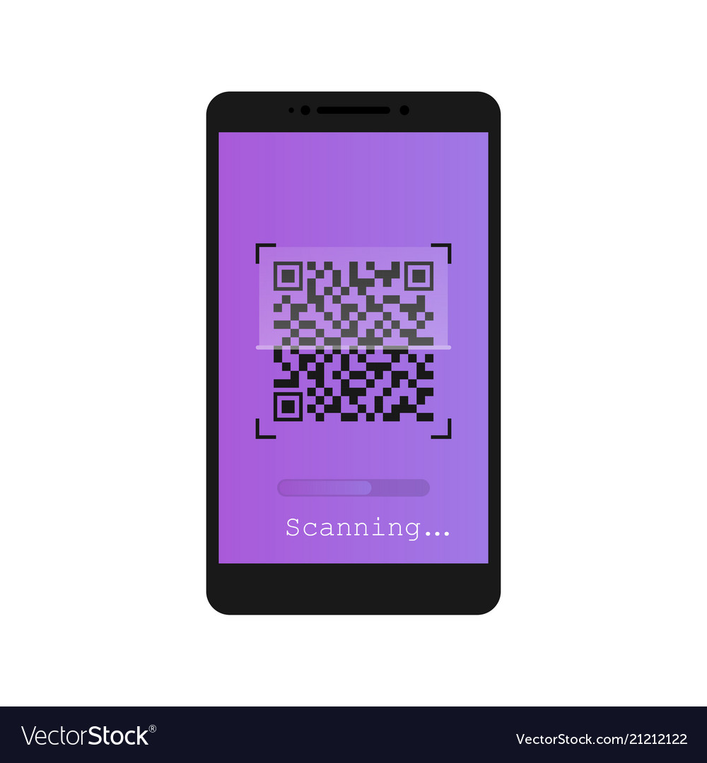 Qr scanner mobile scans qr code Royalty Free Vector Image