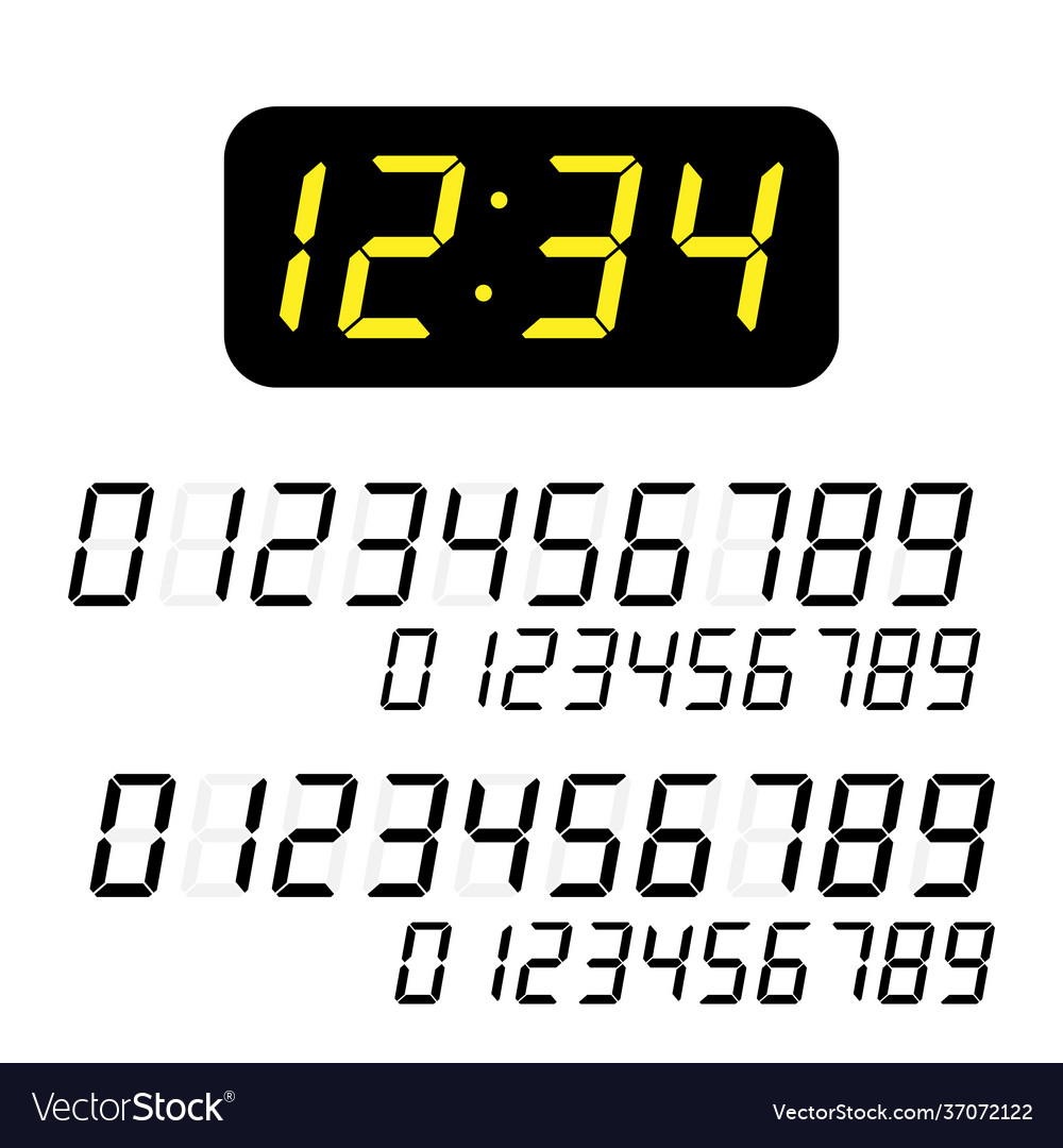 Set numbers for dial displays digital Royalty Free Vector