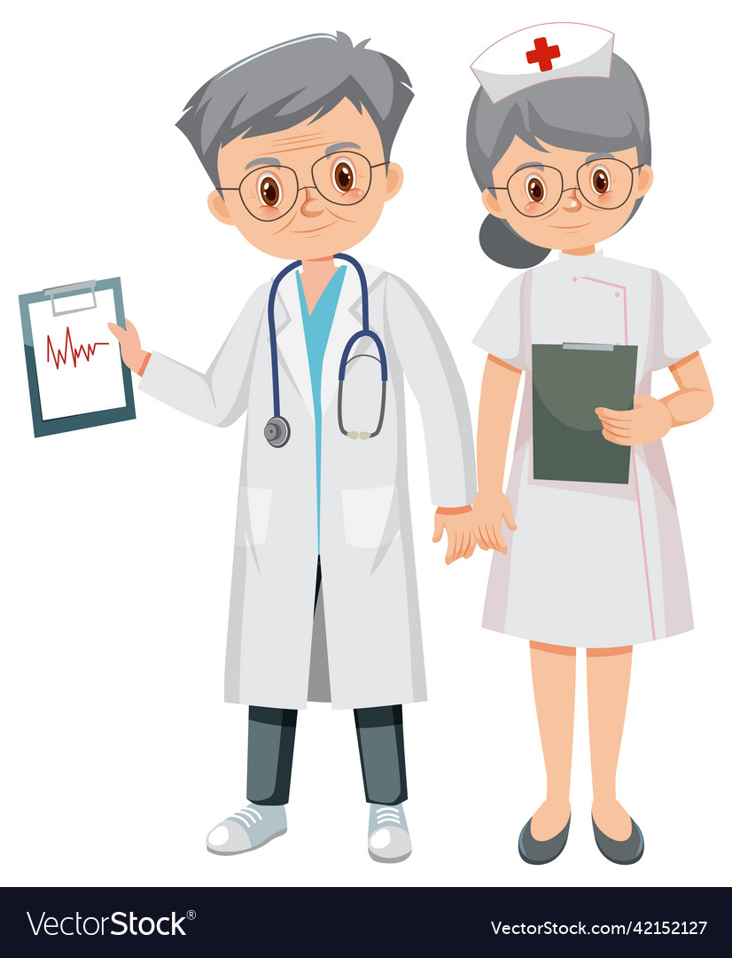 Doctor and nurse on white background Royalty Free Vector