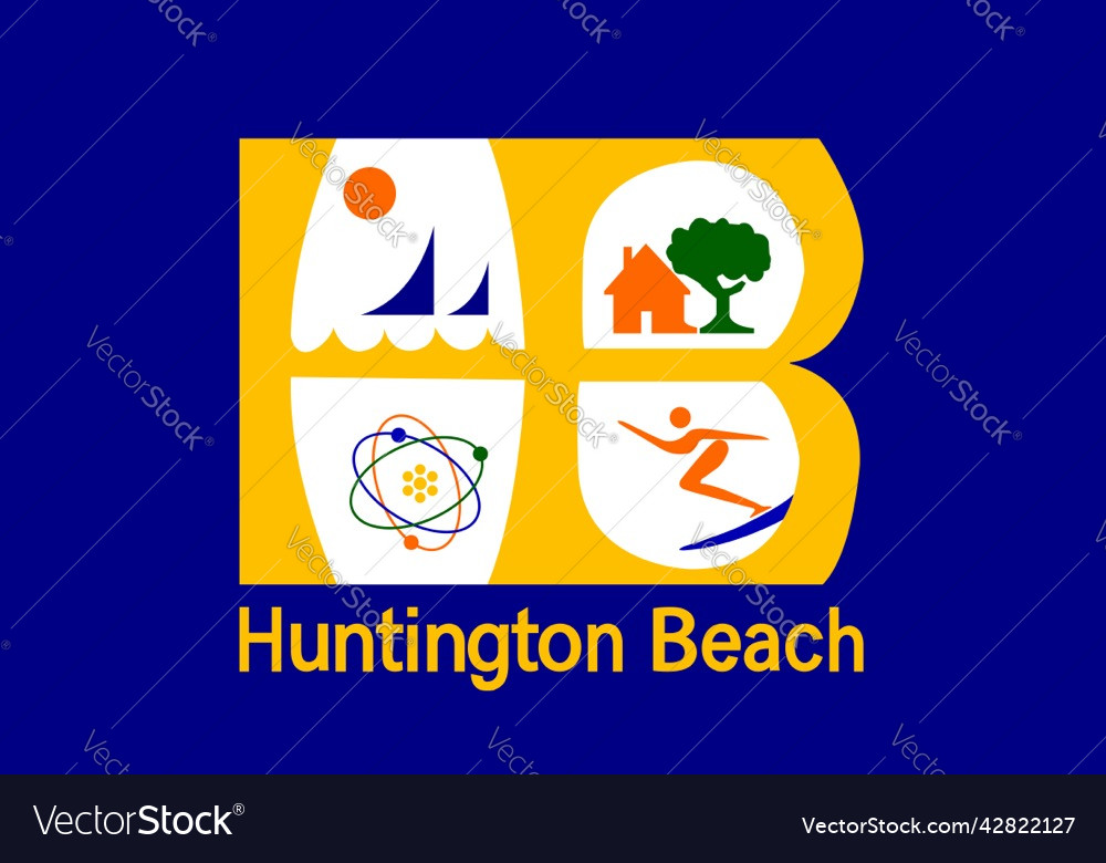 Flag of huntington beach city california Vector Image