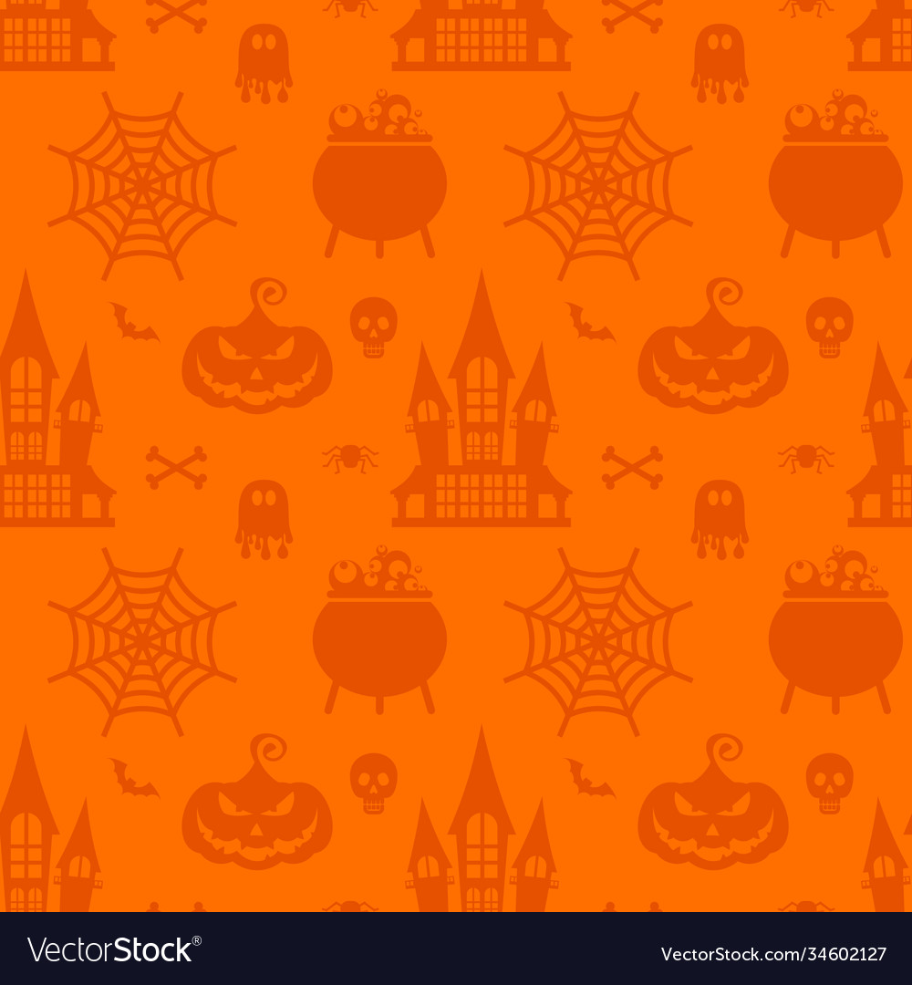 Halloween seamless pattern orange icons