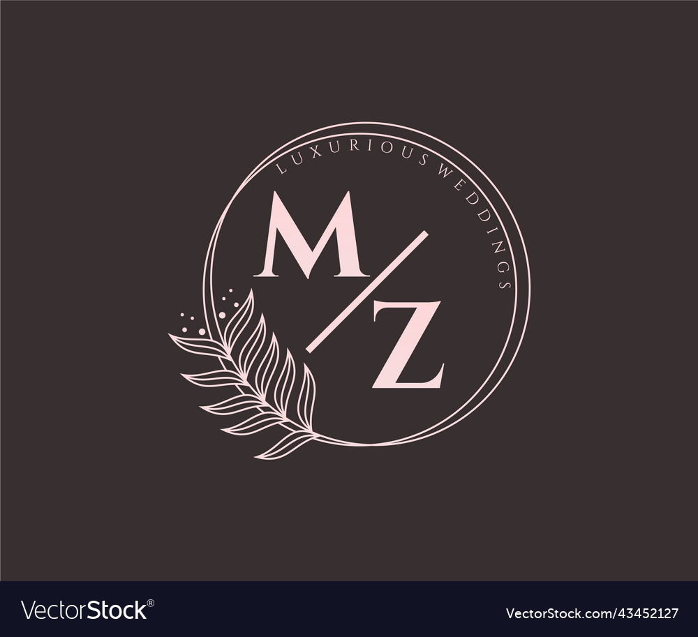 Mz initials letter wedding monogram logos Vector Image