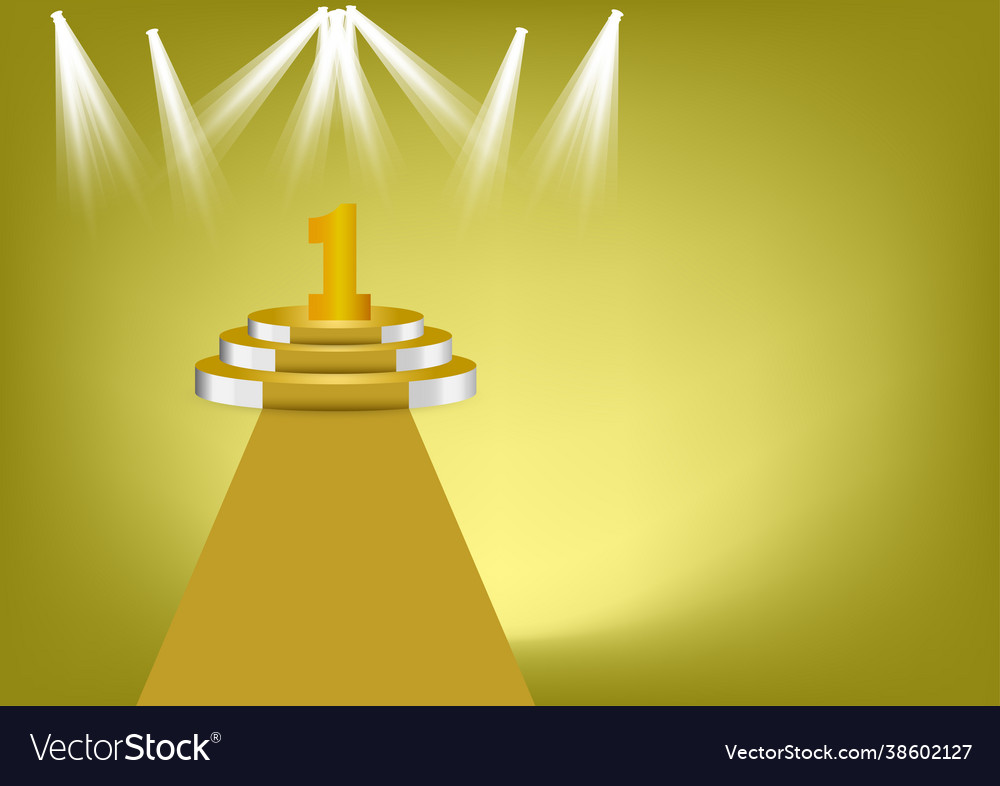 Number 1 gold color on gold podium is winner Vector Image