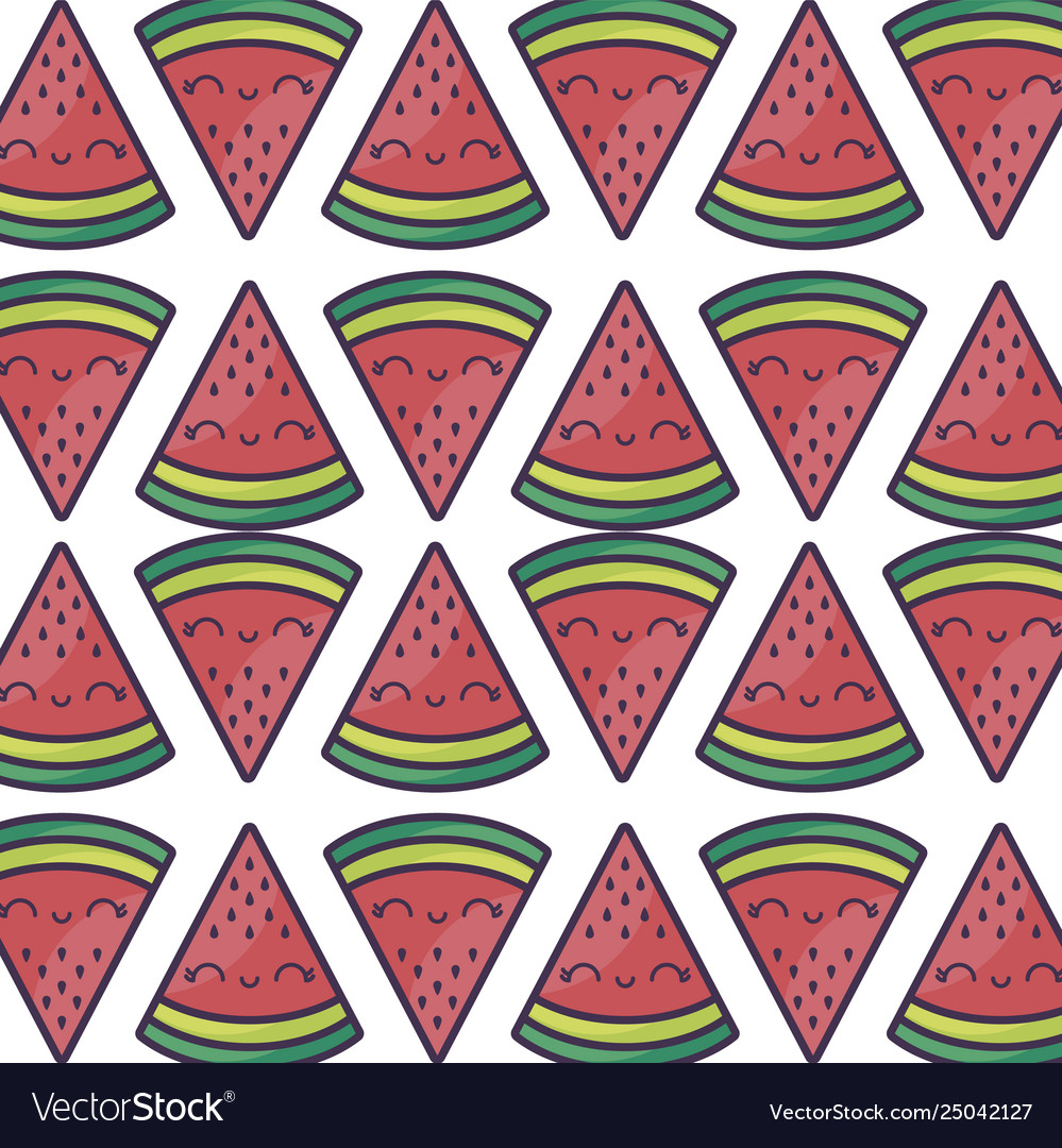 Pattern slices watermelons kawaii Royalty Free Vector Image