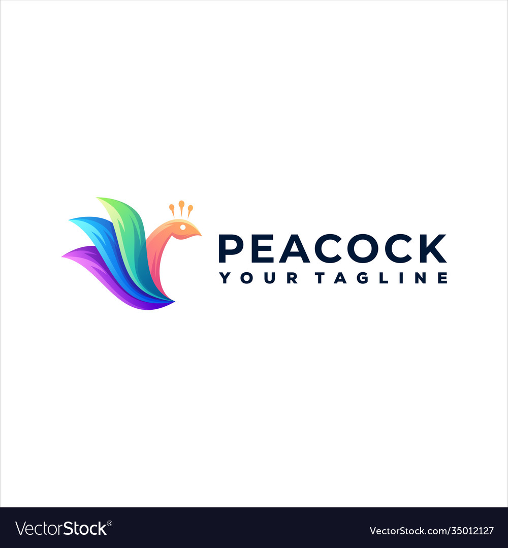 Peacock color gradient logo design Royalty Free Vector Image