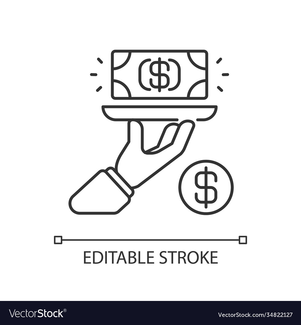 Service fee linear icon Royalty Free Vector Image