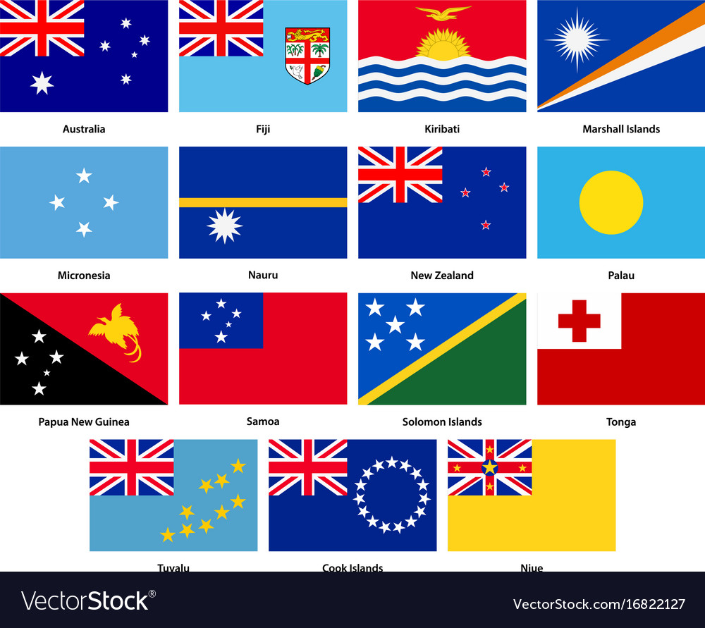 set-all-flags-countries-oceania-royalty-free-vector-image