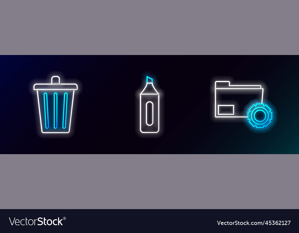 Set line folder settings with gears trash can Vector Image