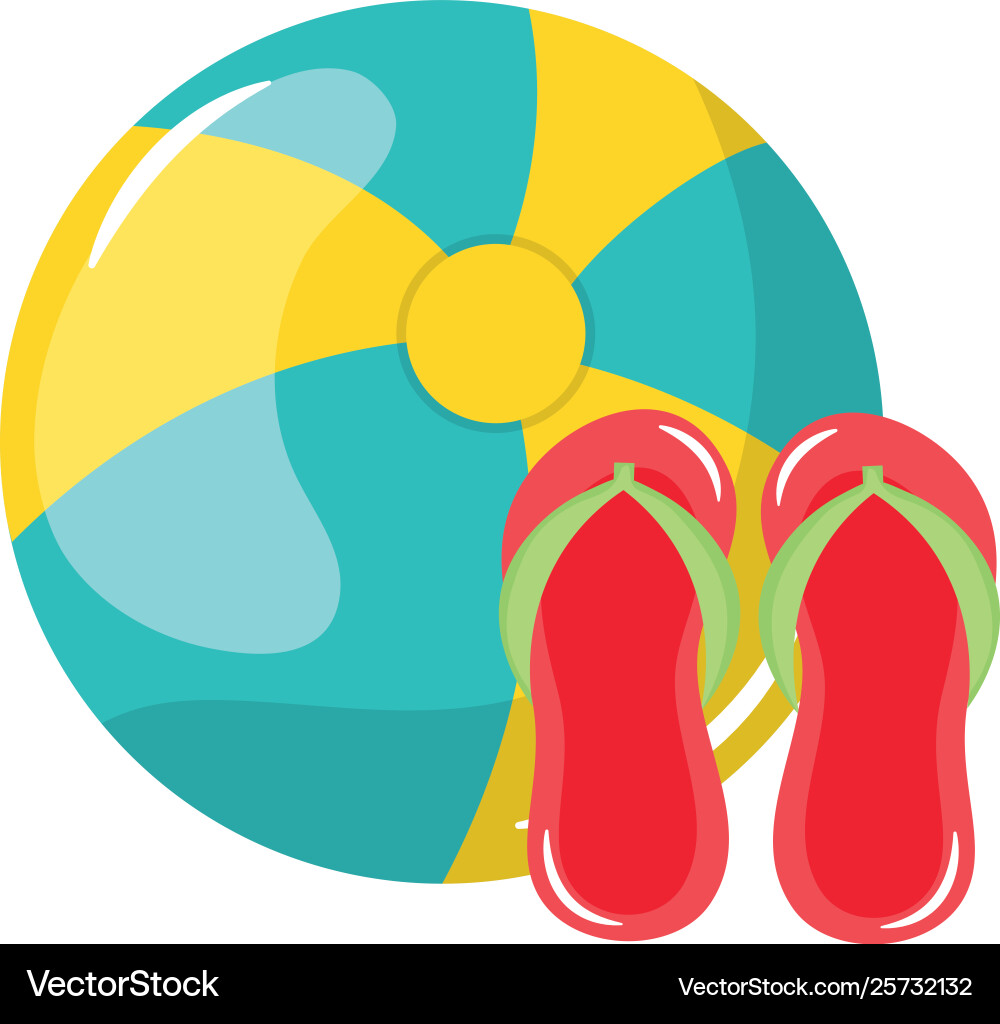 Beach balloon with flip flops Royalty Free Vector Image