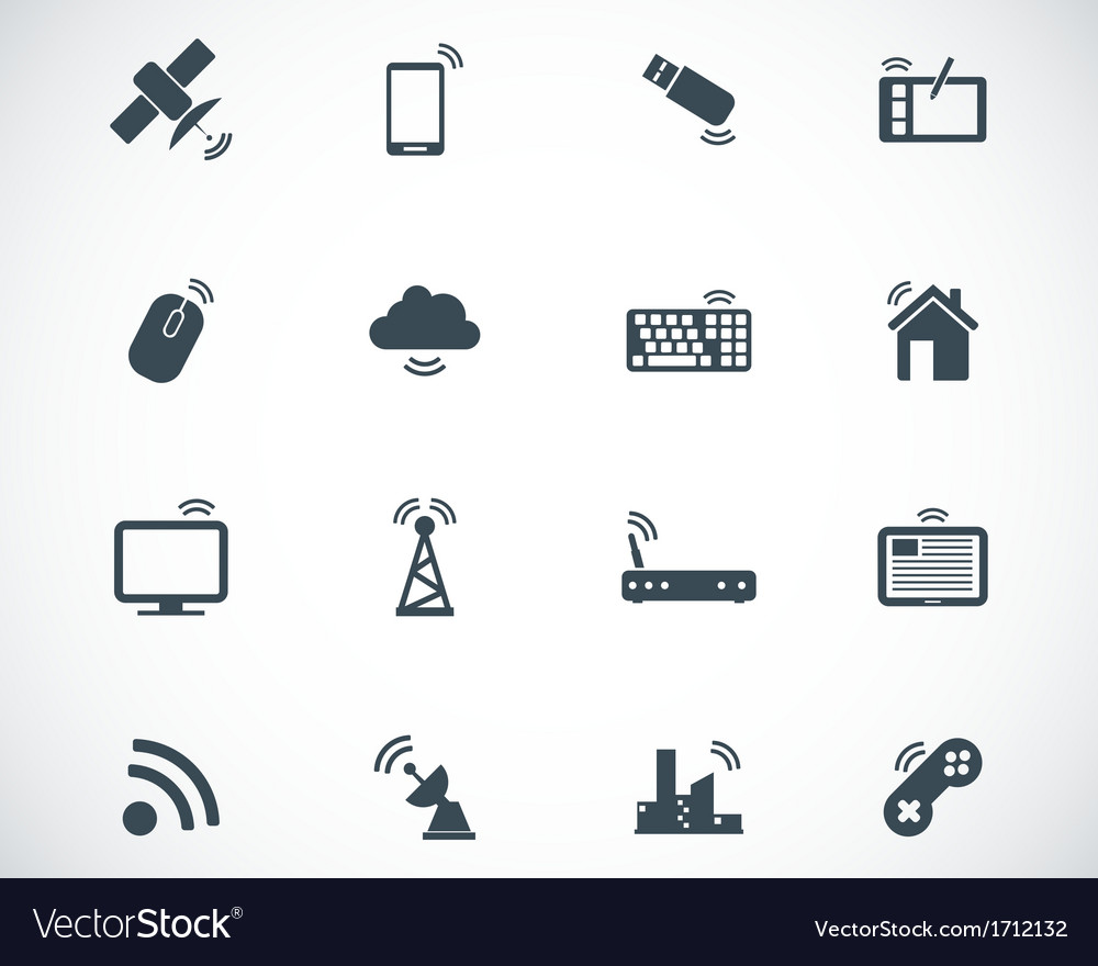 Black Wireless Icons Set Royalty Free Vector Image