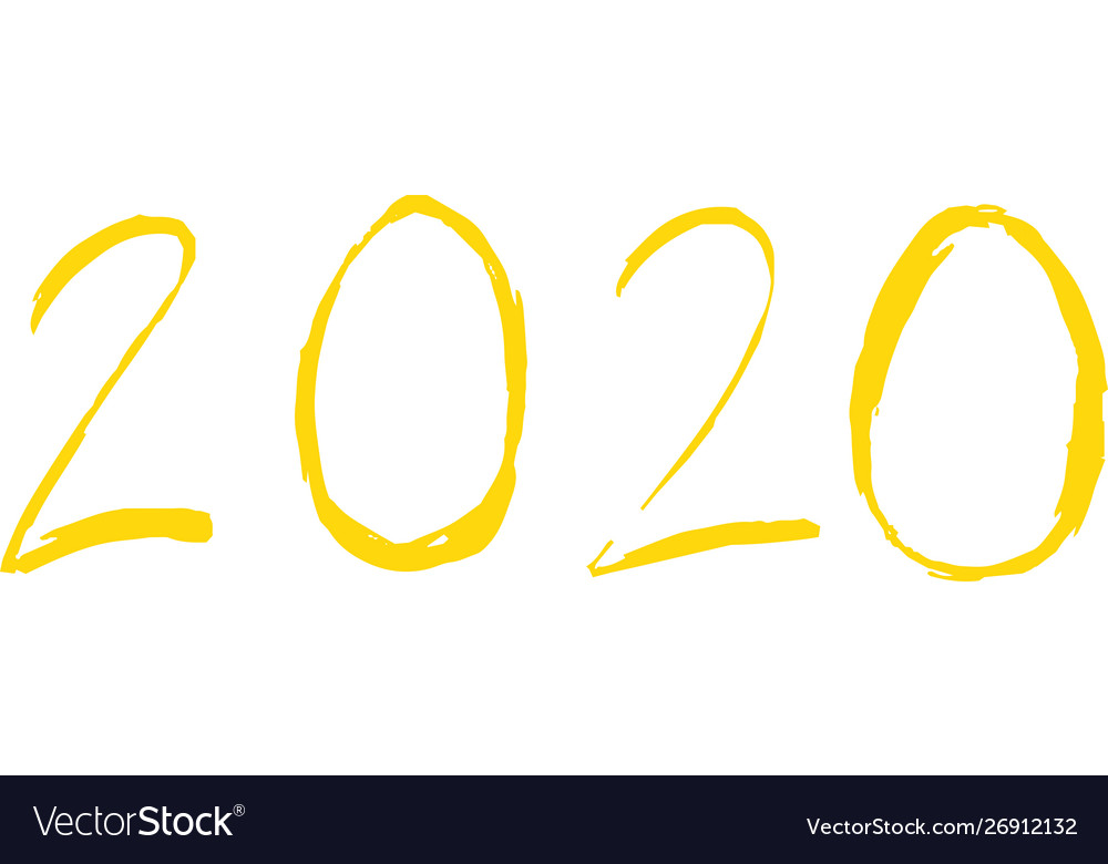 Handwritten Colorful 2020 Character Royalty Free Vector