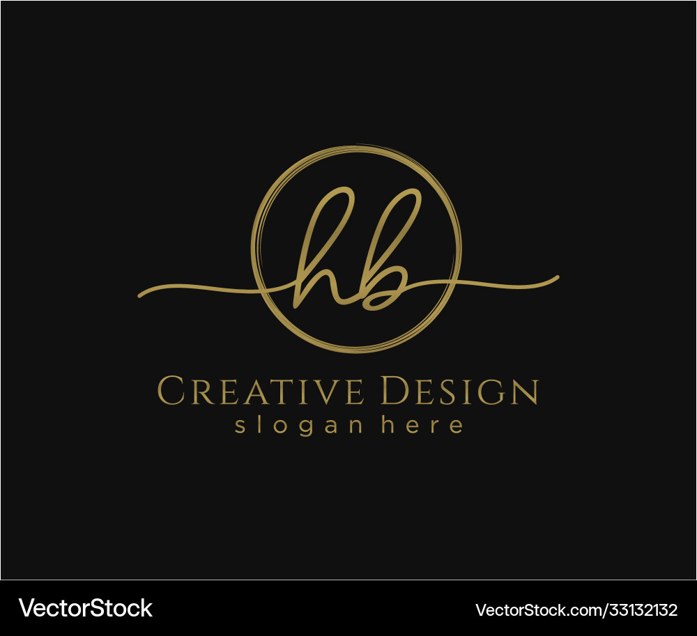Initial hb handwriting logo with circle template Vector Image