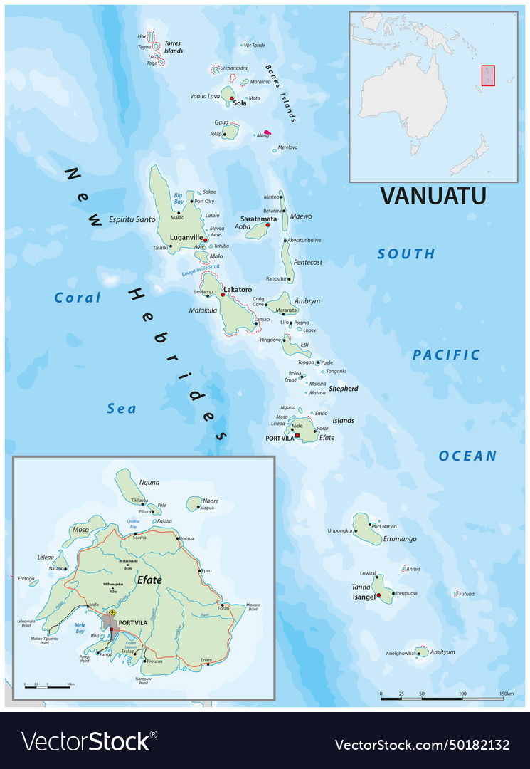 Map of the melanesian island state vanuatu Vector Image