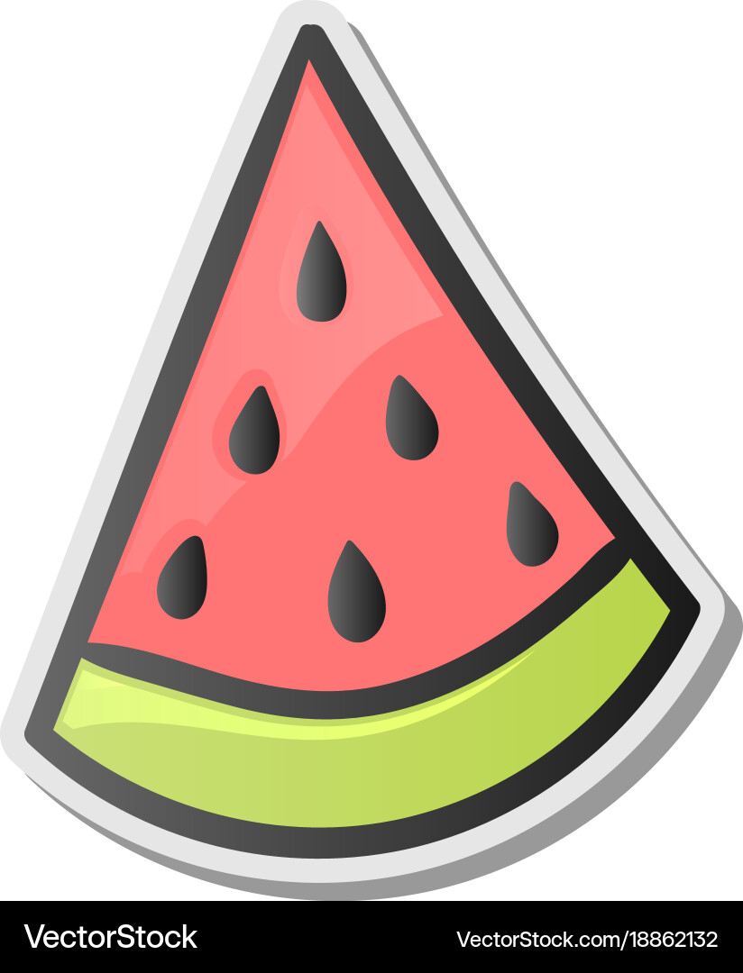 Slice of watermelon sticker emoji style Royalty Free Vector