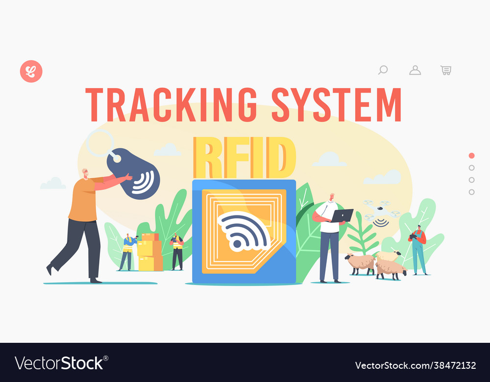 Tracking system landing page template rfid radio Vector Image