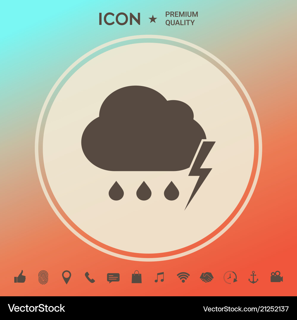 Cloud thunderstorm lightning rain icon Royalty Free Vector