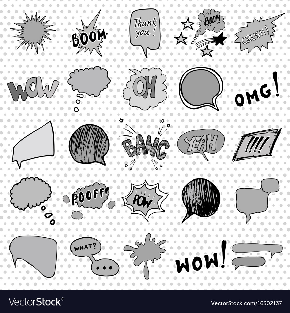 Comic book speech bubbles and cartoon sound Vector Image