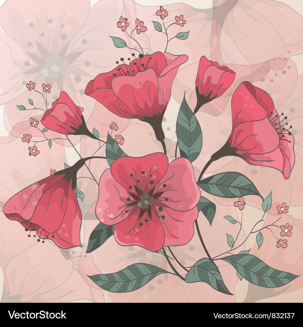 Hand drawn flowers Royalty Free Vector Image - VectorStock