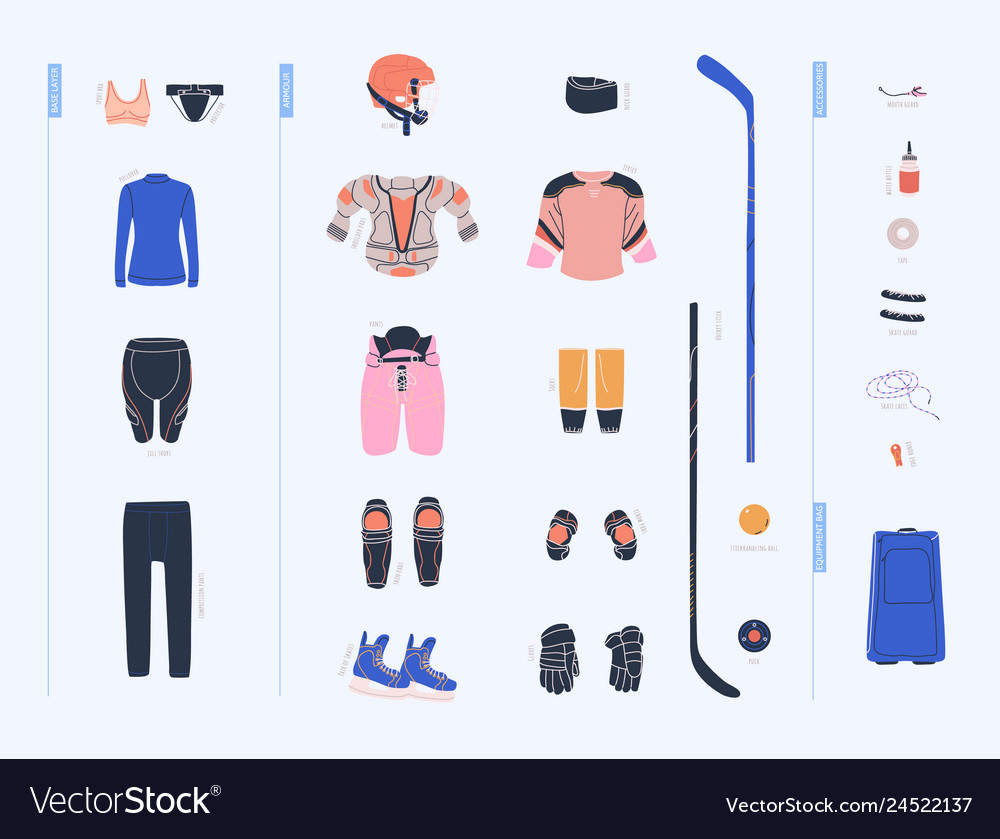 Ice Hockey Female Equipment List Vector 24522137 