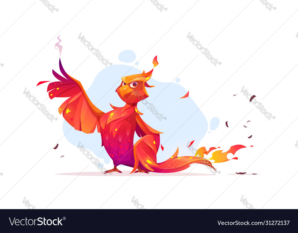 Phoenix or fenix fire bird cartoon character Vector Image Phoenix or fenix fire bird cartoon character Vector Image