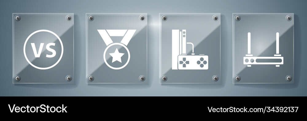 Set router and wi-fi signal game console Vector Image