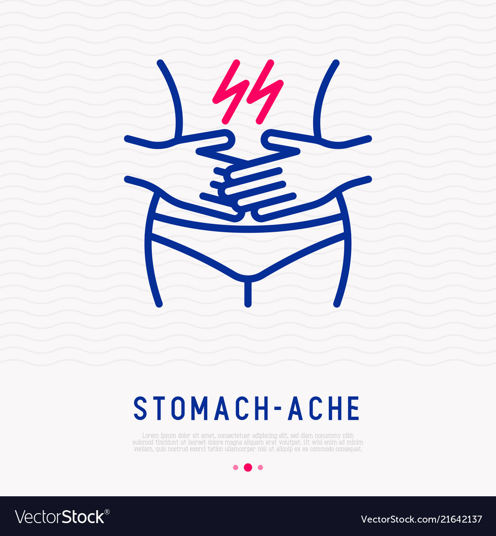 Stomach ache thin line icon Royalty Free Vector Image