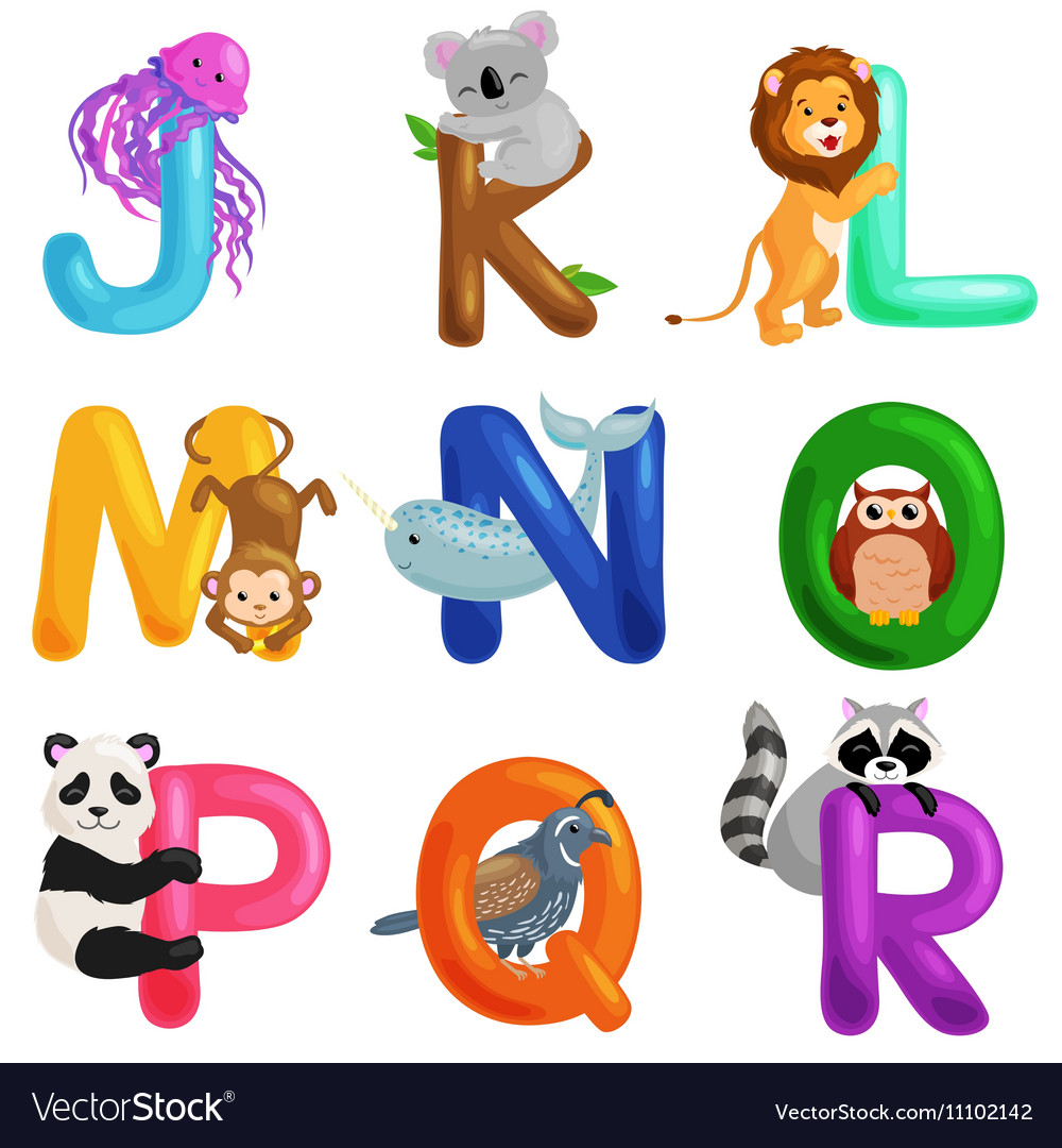 Animals alphabet set for kids abc education Vector Image