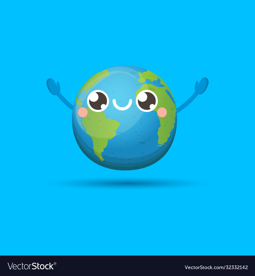 Cartoon Cute Smiling Earth Planet Character Vector Image