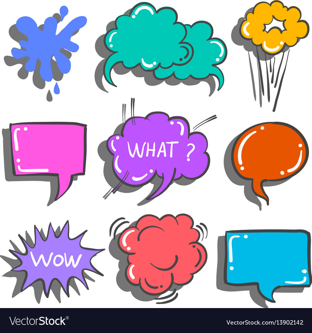 Doodle of text balloon colorful style set Vector Image