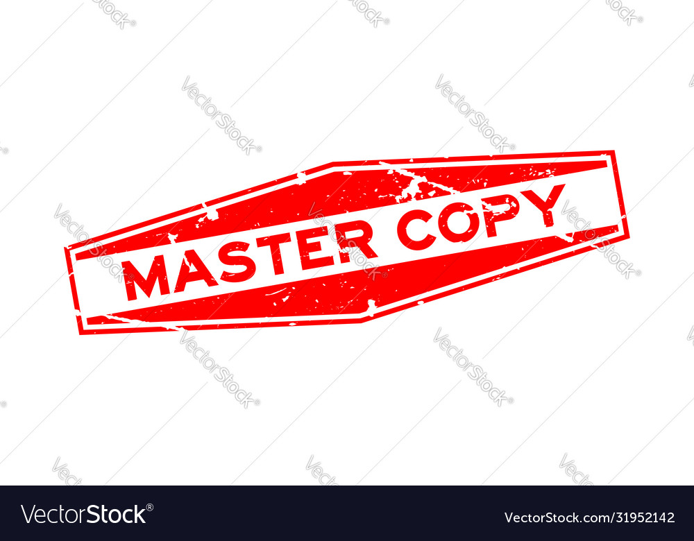 Grunge red master copy word hexagon rubber seal Vector Image