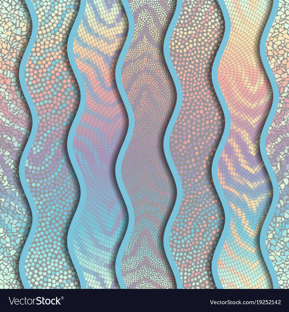 Relief Waves Of Ornamental Mosaic Tile Patterns Vector Image