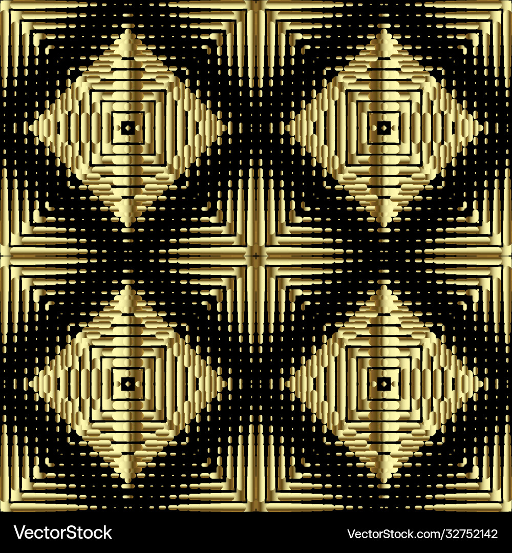 Textured gold 3d waffle seamless pattern Vector Image