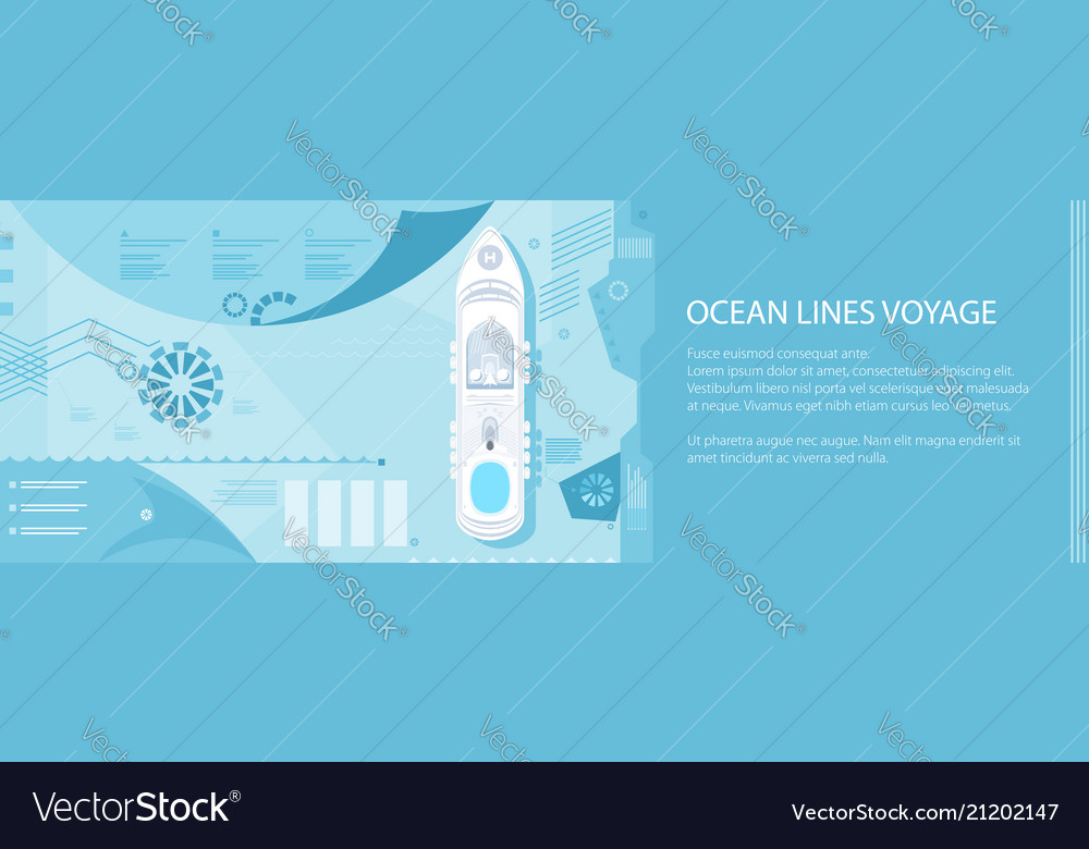 Banner with cruise ship at sea Royalty Free Vector Image