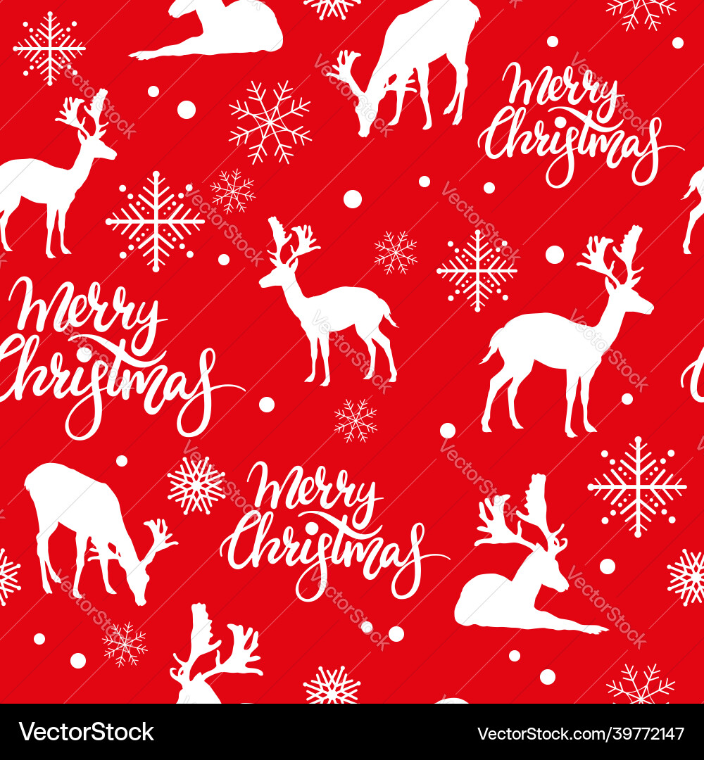 Christmas seamless pattern with white deers Vector Image