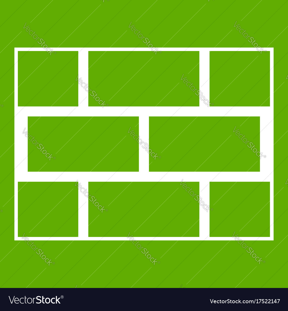 Concrete block wall icon green Royalty Free Vector Image