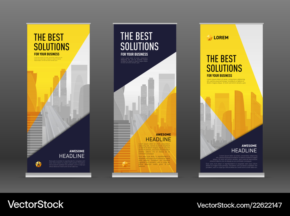 Construction Roll Up Banner Design Templates Set Vector Image