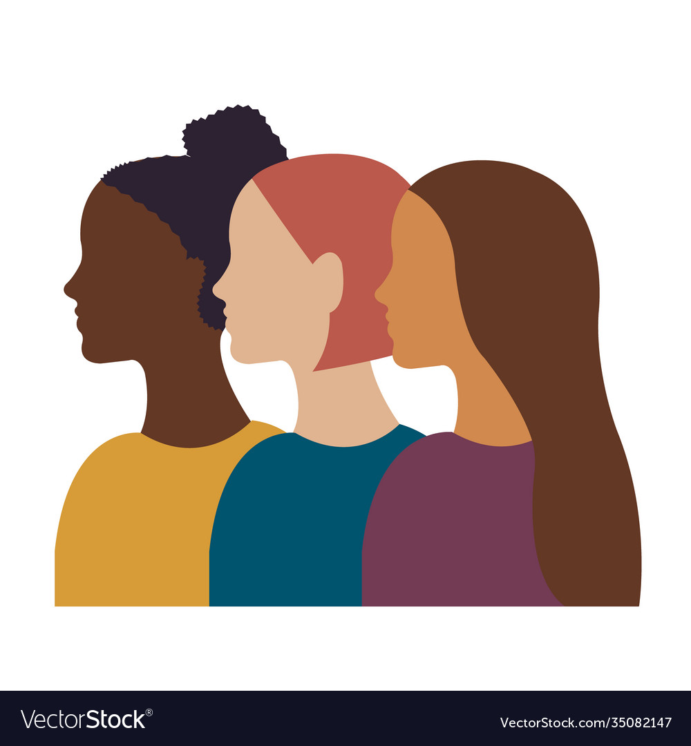 Different ethnicity women poster isolated Vector Image