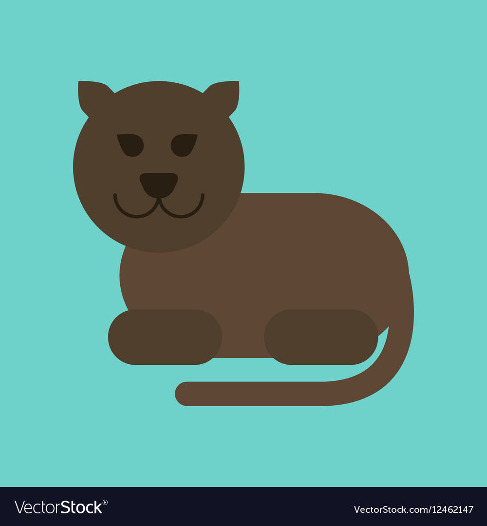 Flat Icon On Background Cartoon Panther Royalty Free Vector