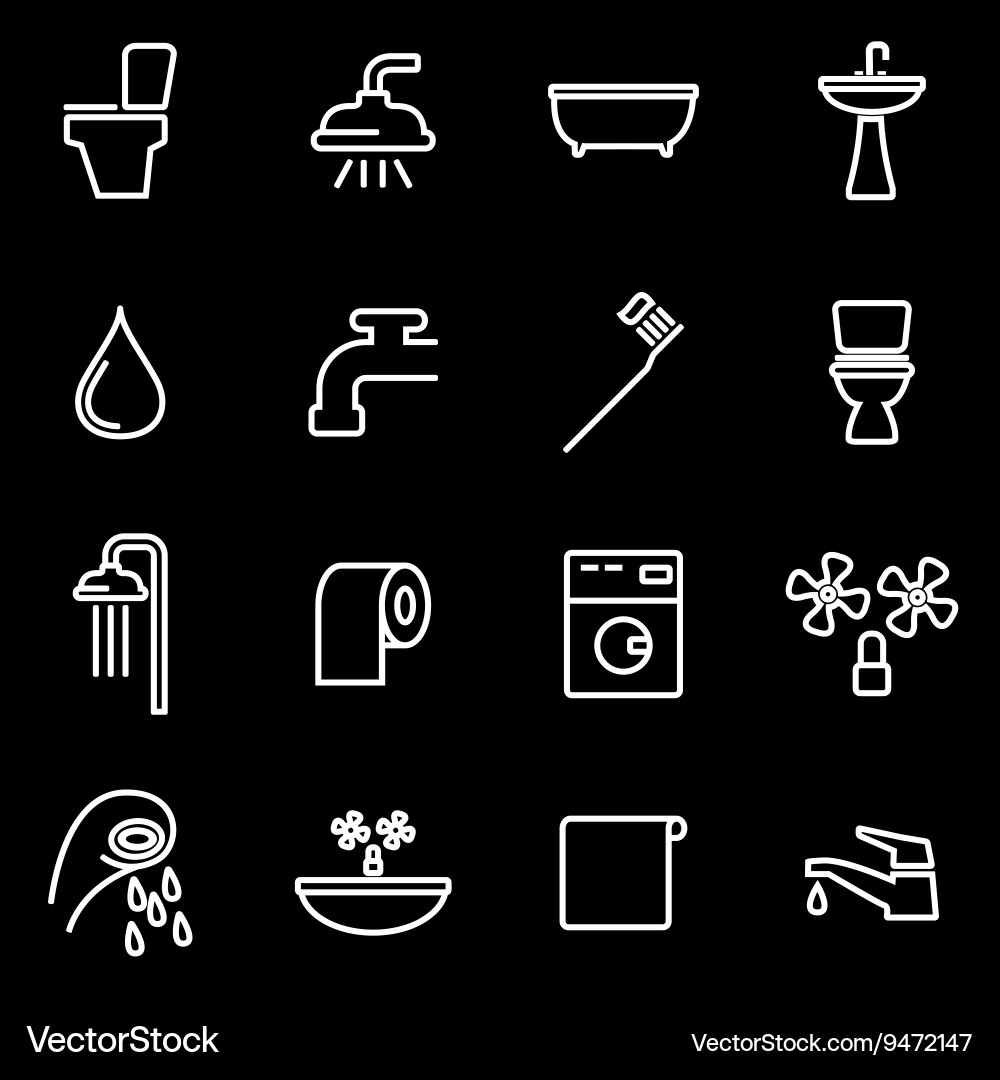 Line bathroom icon set Royalty Free Vector Image