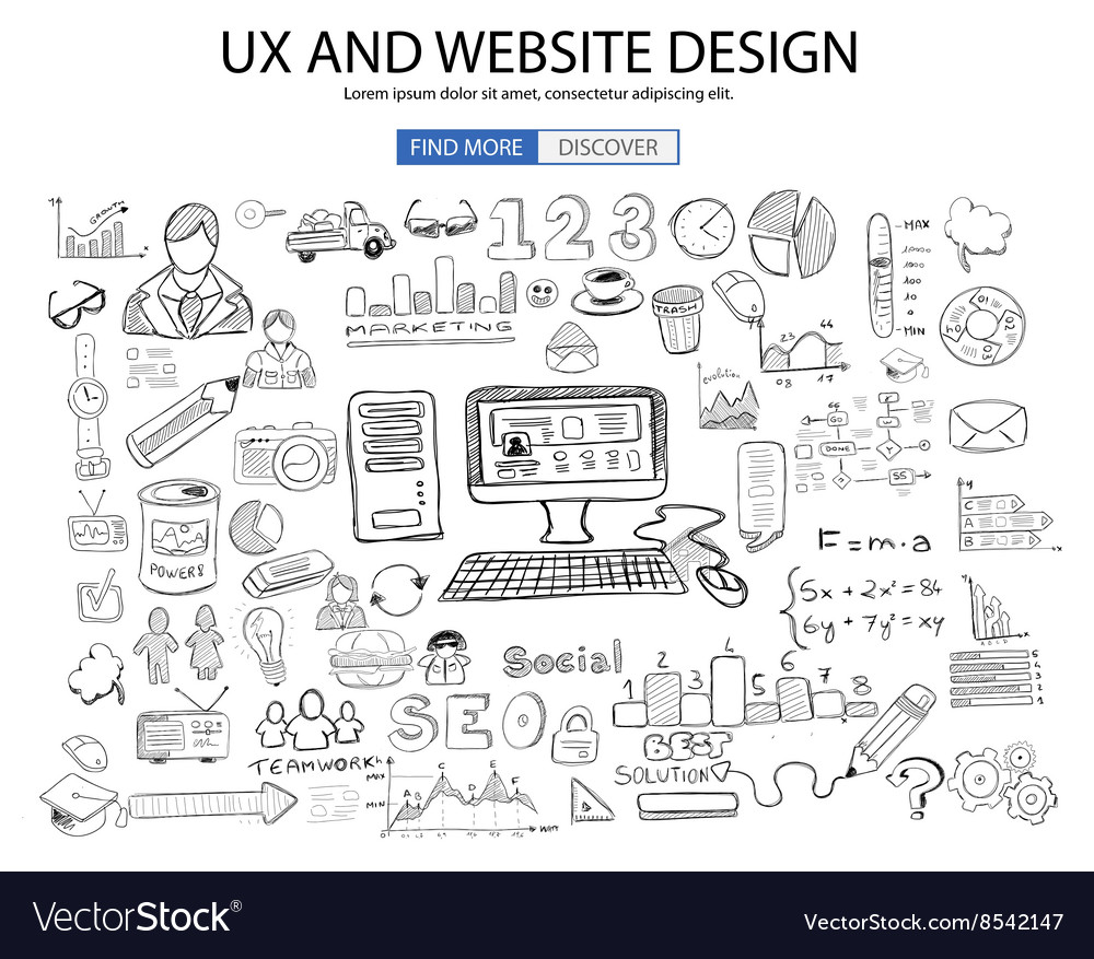 Ux website design concept with doodle design style