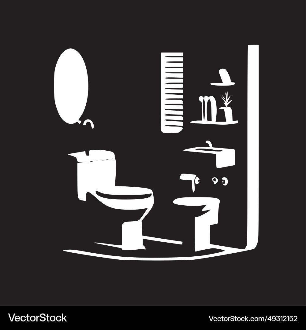 Bathroom - black and white Royalty Free Vector Image